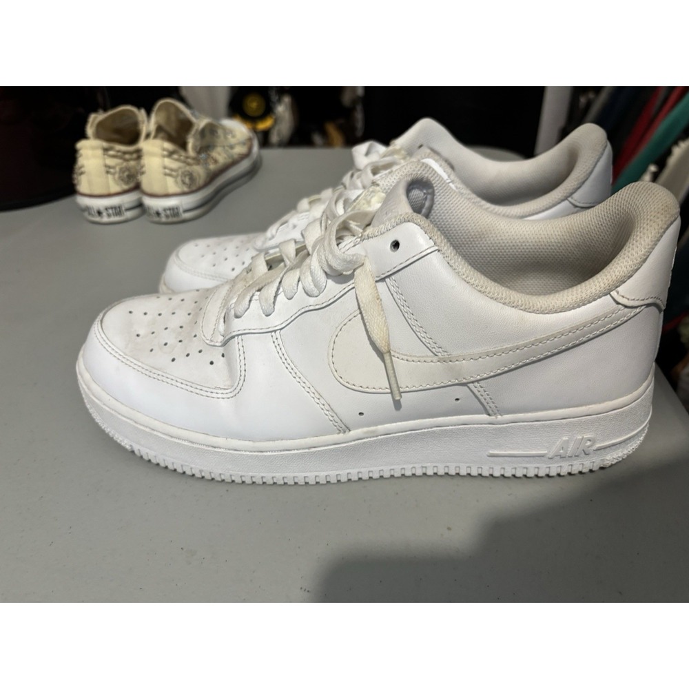 EUC Nike Air Force 1 Triple White 315122-111 Men US 9.5 Leather Sneaker Shoes D9